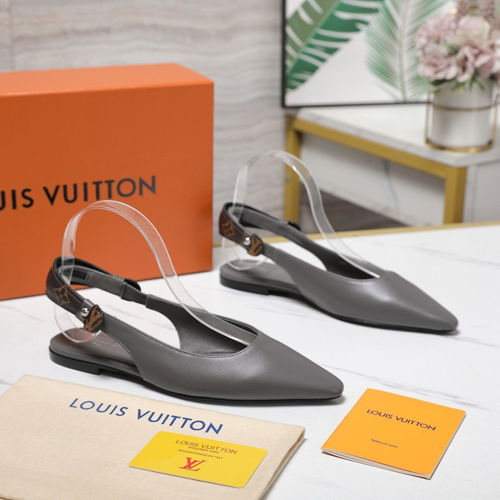 LV 26ss Legacy Slingback Flats Monogram Gray in Cowhide 600638