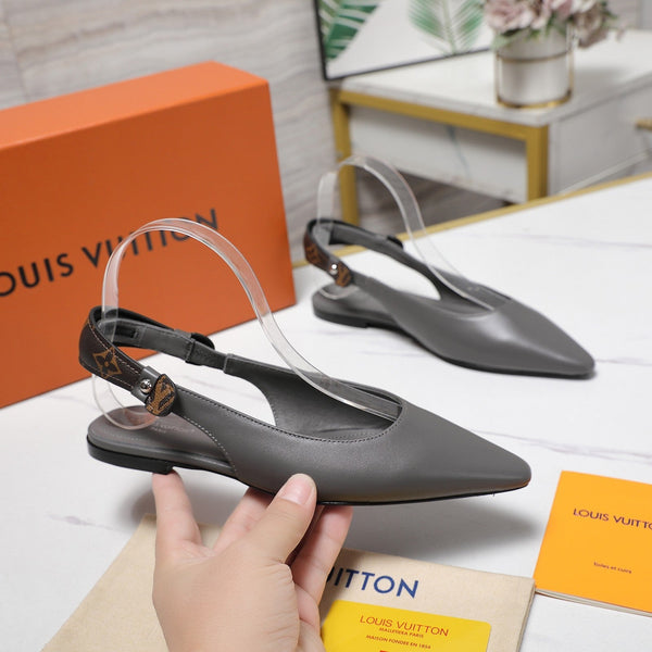 LV 26ss Legacy Slingback Flats Monogram Gray in Cowhide 600638