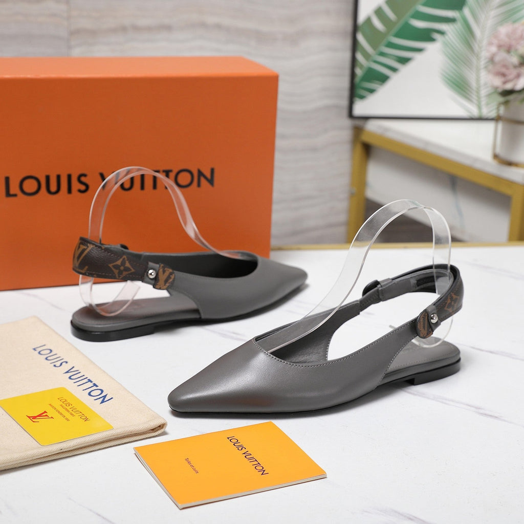 LV 26ss Legacy Slingback Flats Monogram Gray in Cowhide 600638