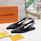 LV 26ss Legacy Slingback Flats Black in Cowhide 600639