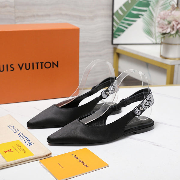 LV 26ss Legacy Slingback Flats Black in Cowhide 600639