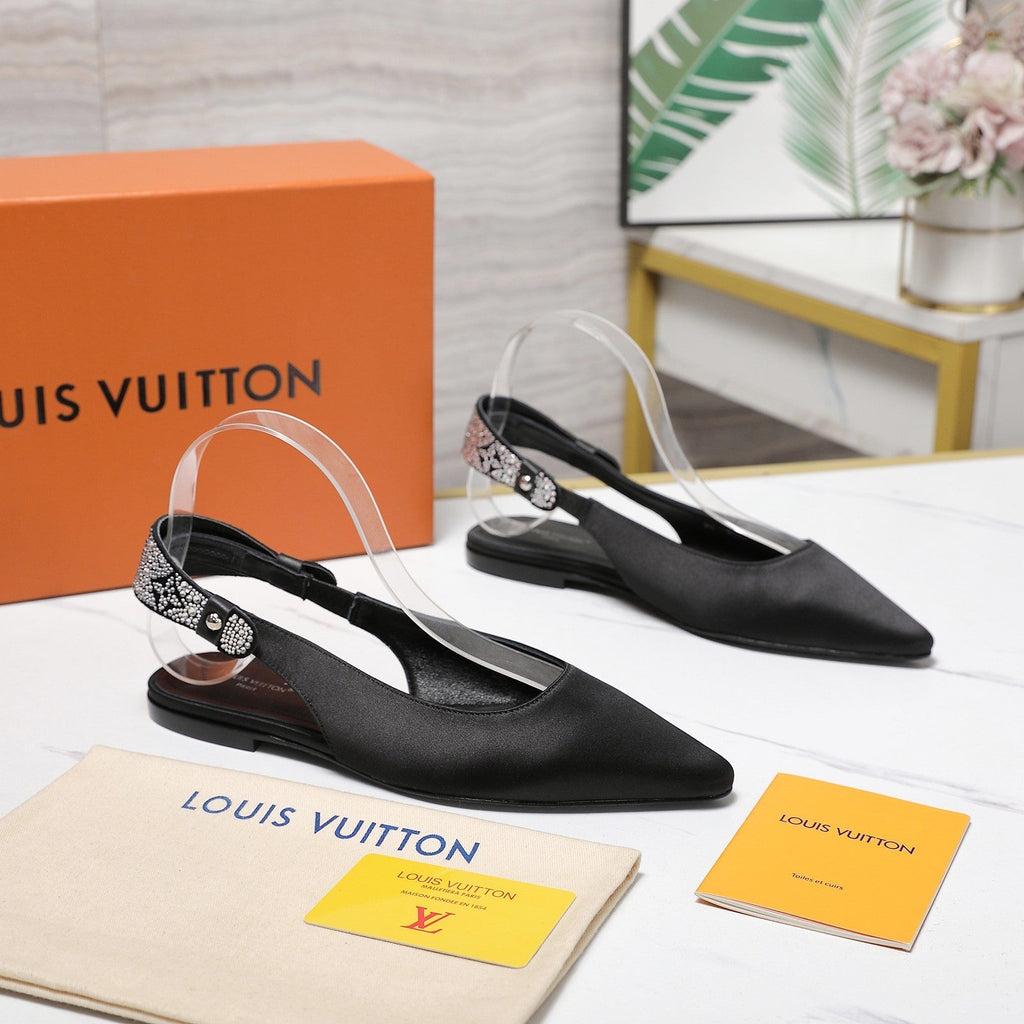 LV 26ss Legacy Slingback Flats Black in Cowhide 600639
