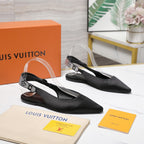 LV 26ss Legacy Slingback Flats Black in Cowhide 600639