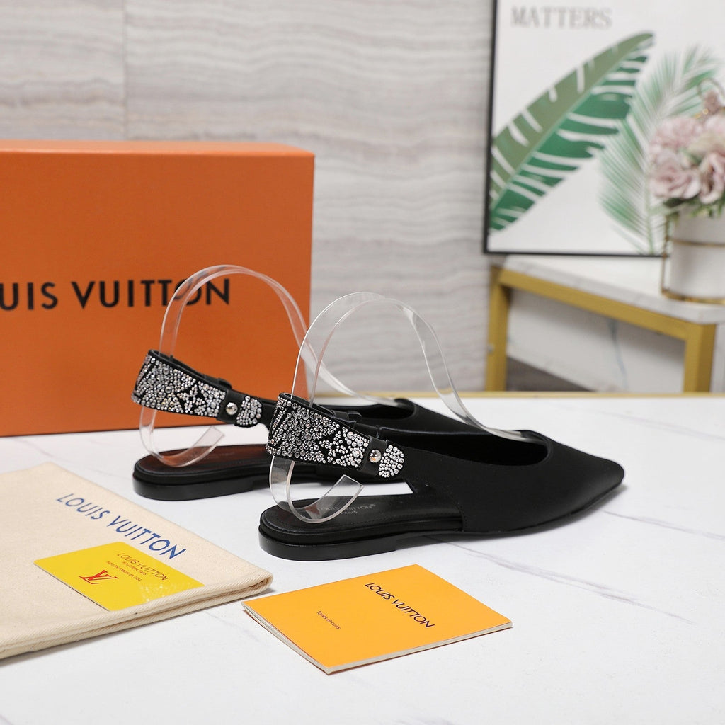 LV 26ss Legacy Slingback Flats Black in Cowhide 600639