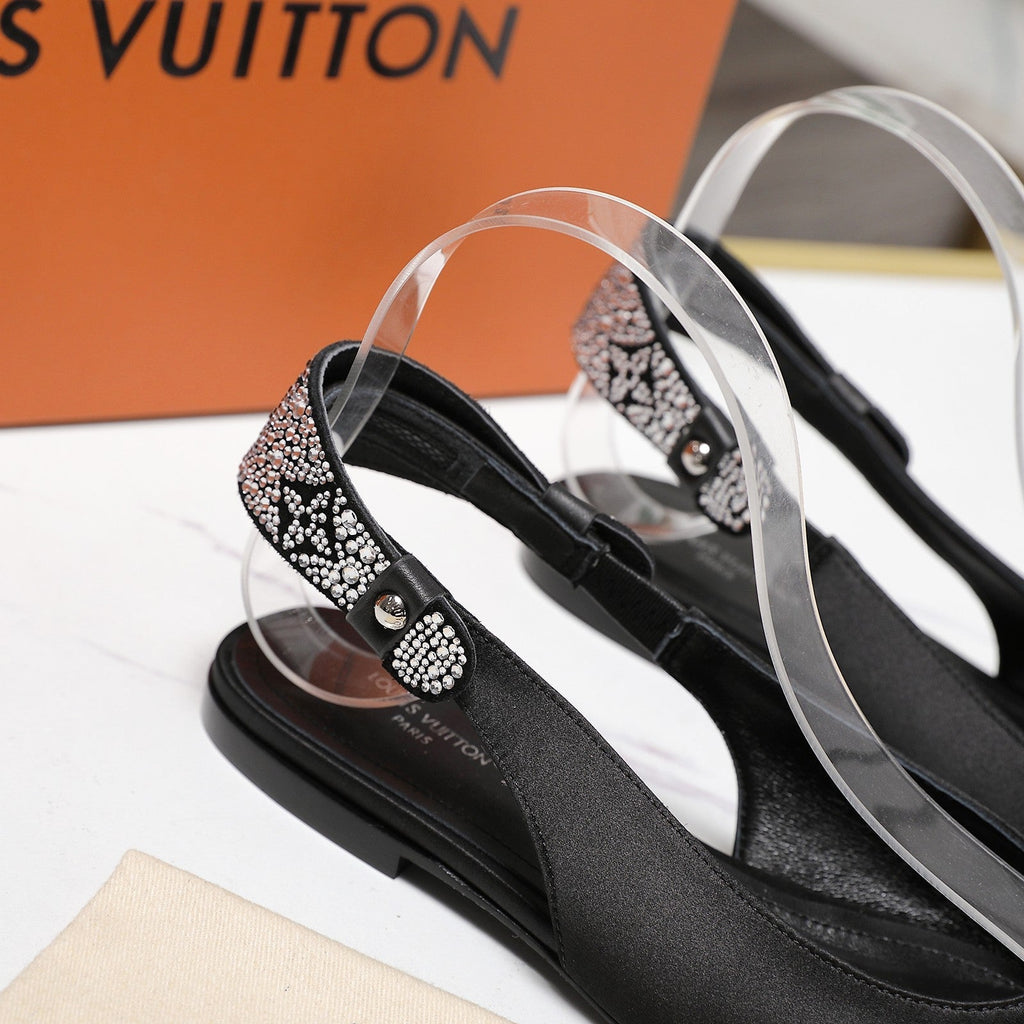 LV 26ss Legacy Slingback Flats Black in Cowhide 600639