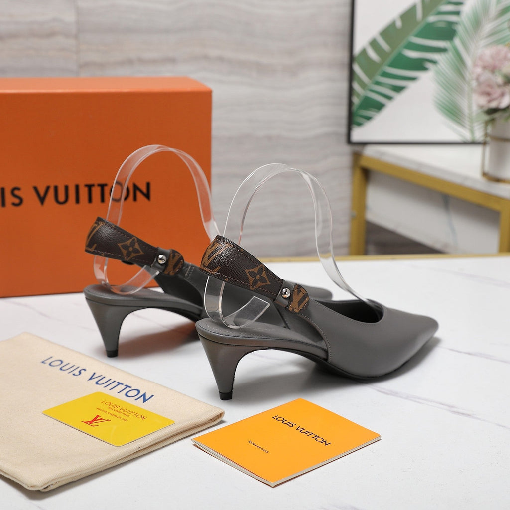 LV 26ss Legacy Slingback Pumps 55 Monogram Gray in Cowhide 600642