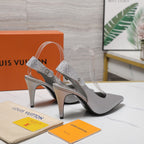 LV 26ss Legacy Slingback Pumps 95 Silver in Cowhide 600644