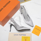 LV 26ss Legacy Slingback Pumps 95 Silver in Cowhide 600644