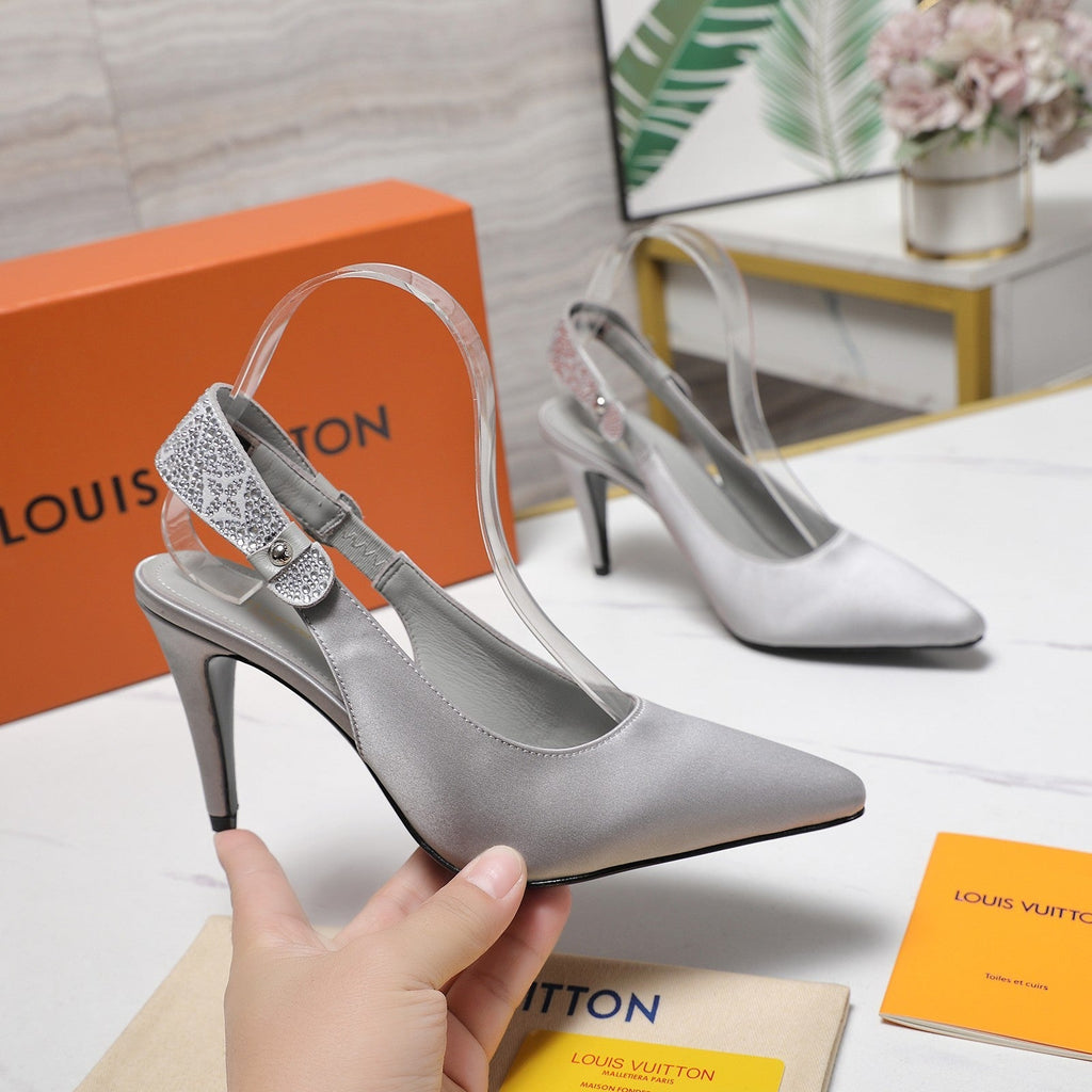 LV 26ss Legacy Slingback Pumps 95 Silver in Cowhide 600644