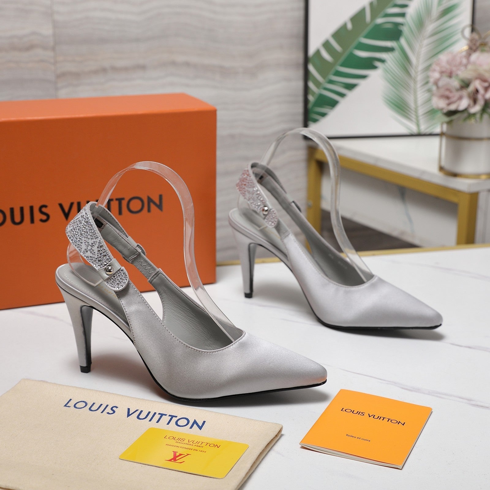 LV 26ss Legacy Slingback Pumps 95 Silver in Cowhide 600644
