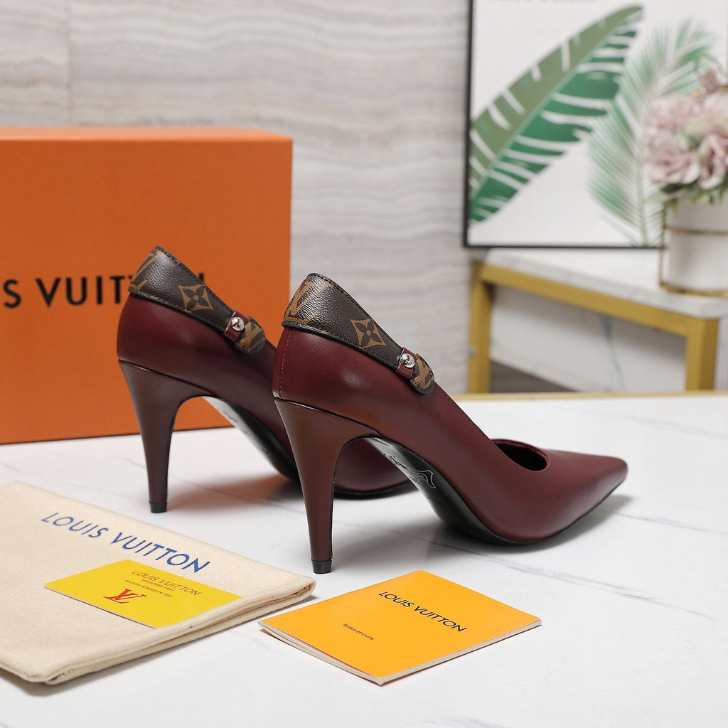 LV 26ss Legacy Pumps 95 Monogram Burgundy in Cowhide 600652