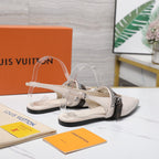 LV Vibe Slingback Flat White Glossy Naplak Leather 600663