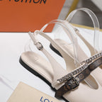 LV Vibe Slingback Flat White Glossy Naplak Leather 600663