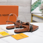 LV Vibe Slingback Flat Brown Glossy Naplak Leather 600665