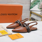 LV Vibe Slingback Flat Brown Glossy Naplak Leather 600665