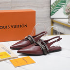 LV Vibe Slingback Flat Burgundy Glossy Naplak Leather 600666