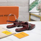 LV Vibe Slingback Flat Burgundy Glossy Naplak Leather 600666