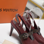 LV Vibe Slingback Pumps 95 Burgundy Glossy Naplak Leather 600676