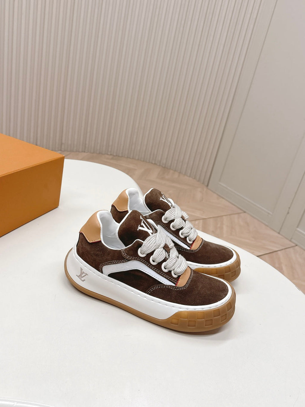 LV 2026 Tilted Sneaker Brown Suede 600684