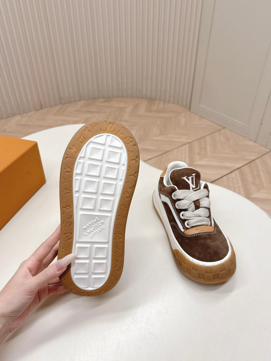 LV 2026 Tilted Sneaker Brown Suede 600684