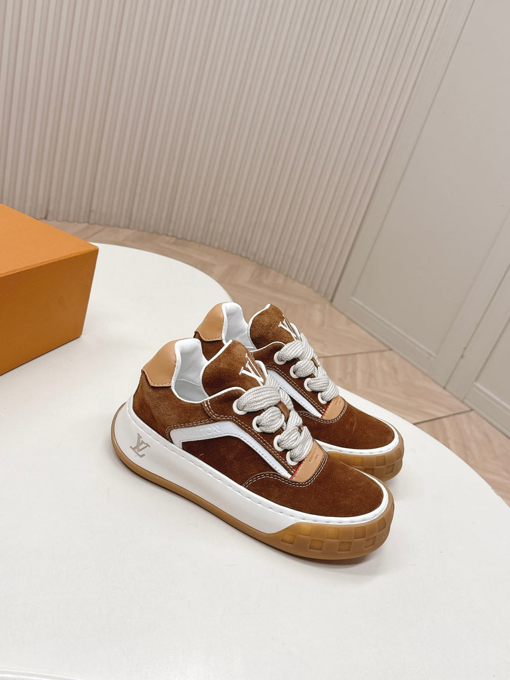 LV 2026 Tilted Sneaker Light Brown Suede 600683