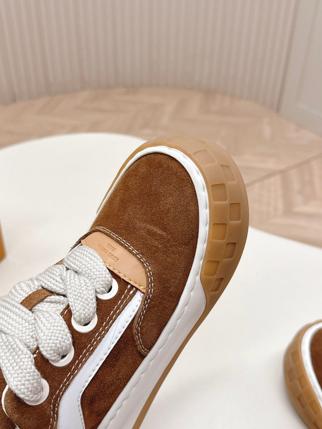 LV 2026 Tilted Sneaker Light Brown Suede 600683