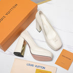 LV 26ss Chunky Heel Platform Sandals 11cm White in Cowhide 600733