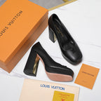 LV 26ss Chunky Heel Platform Sandals 11cm Black in Cowhide 600735