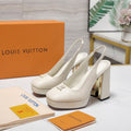 LV 26ss Chunky Heel Platform Slingback 11cm White in Cowhide 600738