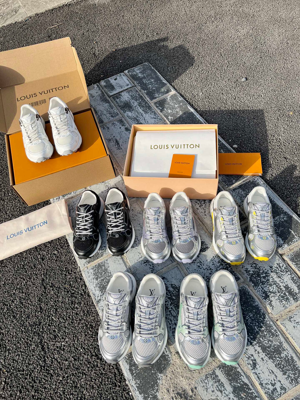 LV 26 Olympia Sneaker Green Silver Metallic in Fabric Mesh 600742