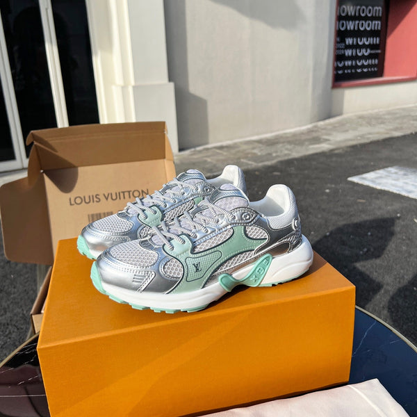 LV 26 Olympia Sneaker Green Silver Metallic in Fabric Mesh 600742