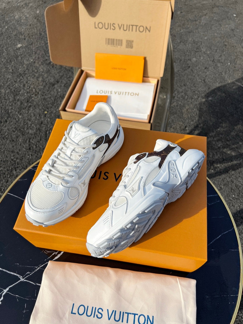LV 26 Olympia Sneaker White in Fabric Mesh 600743