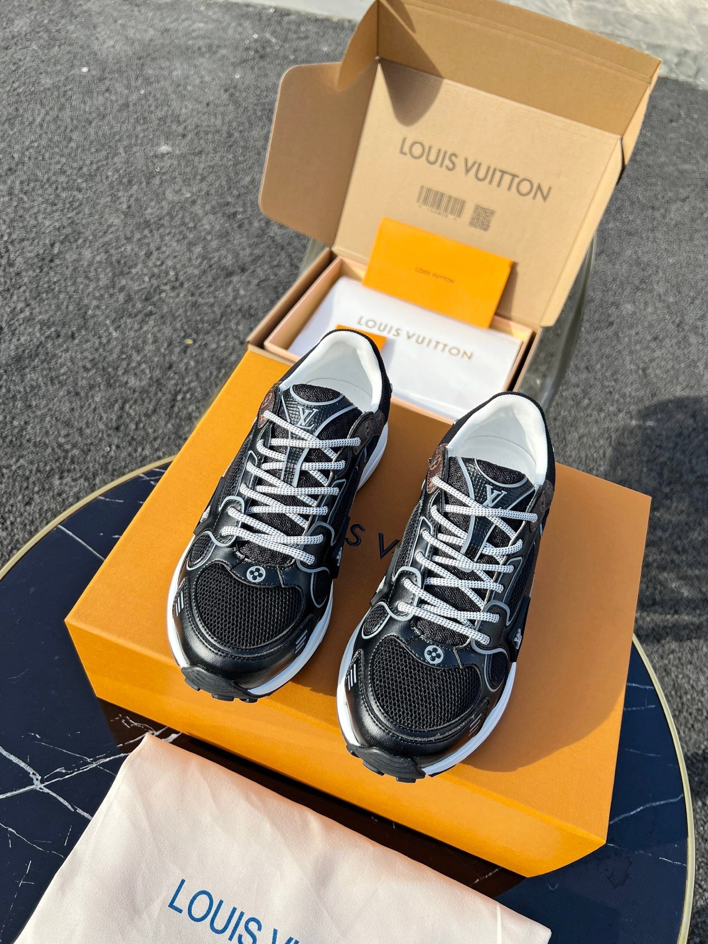 LV 26 Olympia Sneaker Black in Fabric Mesh 600744