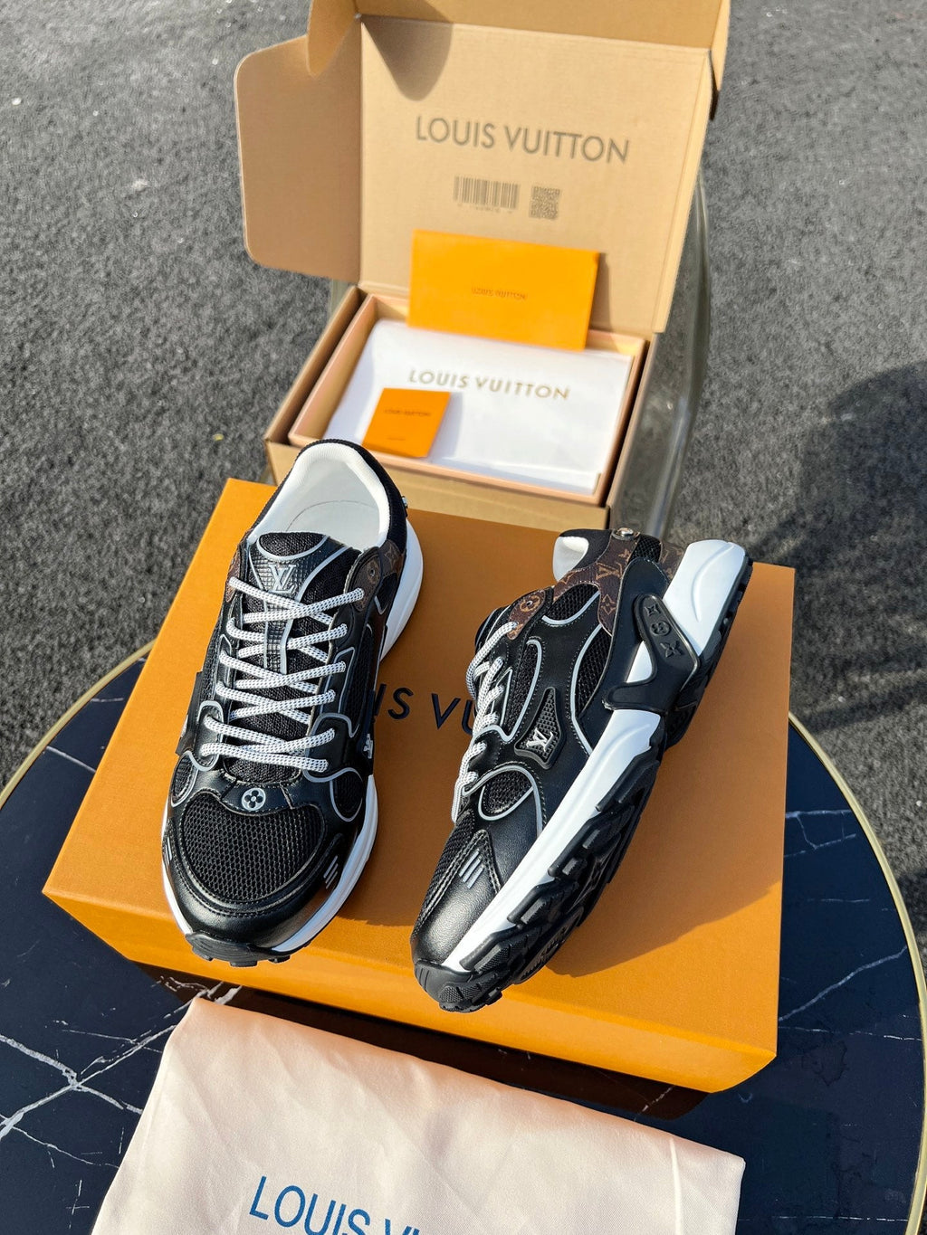 LV 26 Olympia Sneaker Black in Fabric Mesh 600744