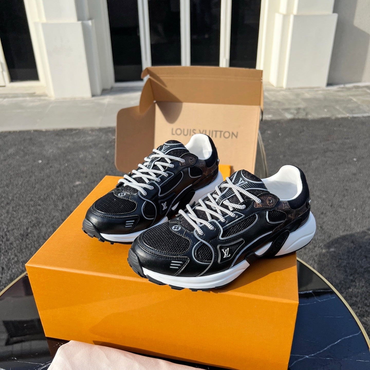LV 26 Olympia Sneaker Black in Fabric Mesh 600744