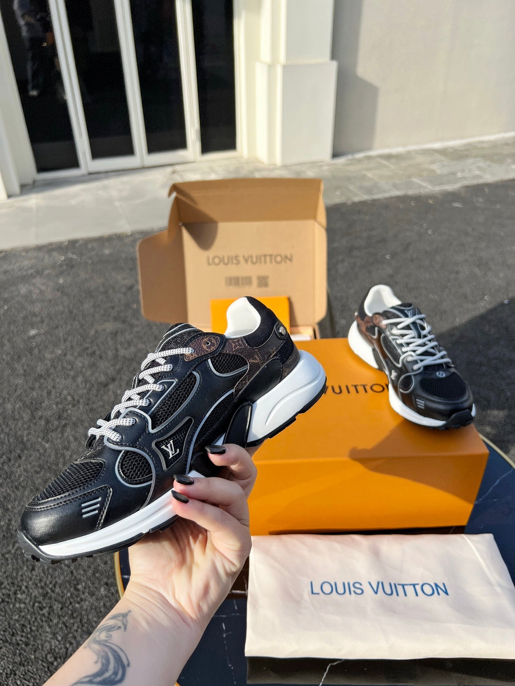 LV 26 Olympia Sneaker Black in Fabric Mesh 600744