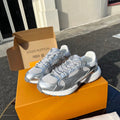LV 26 Olympia Sneaker White Silver Metallic in Fabric Mesh 600745