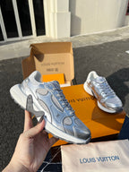 LV 26 Olympia Sneaker White Silver Metallic in Fabric Mesh 600745