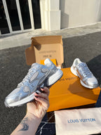 LV 26 Olympia Sneaker White Silver Metallic in Fabric Mesh 600745