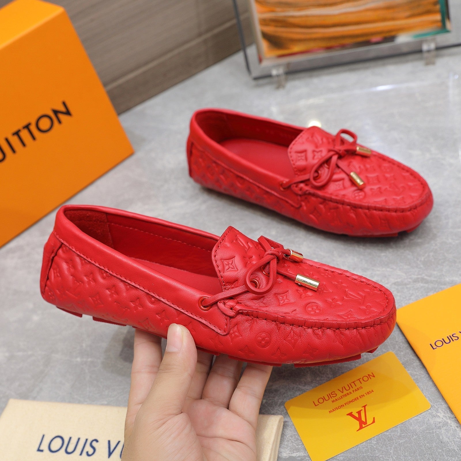 LV Gloria Loafer Red Rose Cowhide 600752