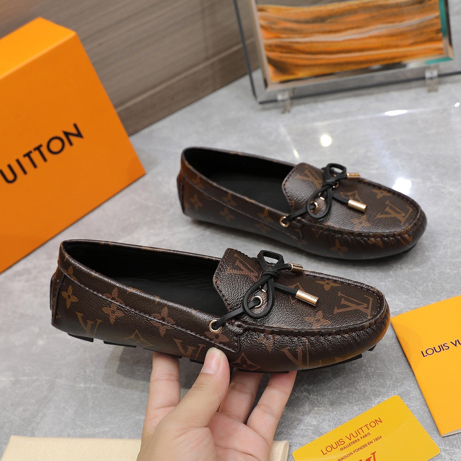 LV Gloria Loafer Dark Brown Monogram Cowhide 600756