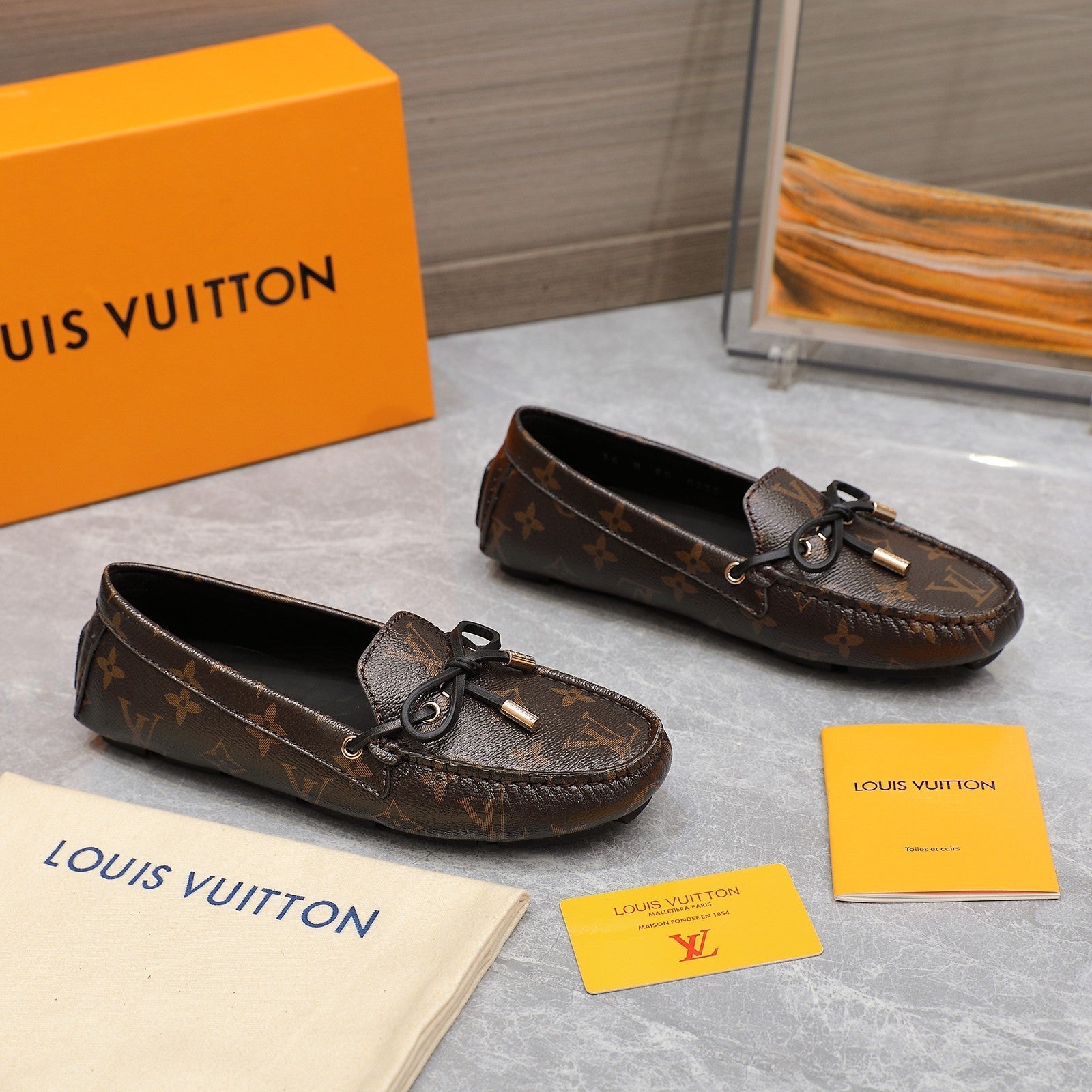LV Gloria Loafer Dark Brown Monogram Cowhide 600756