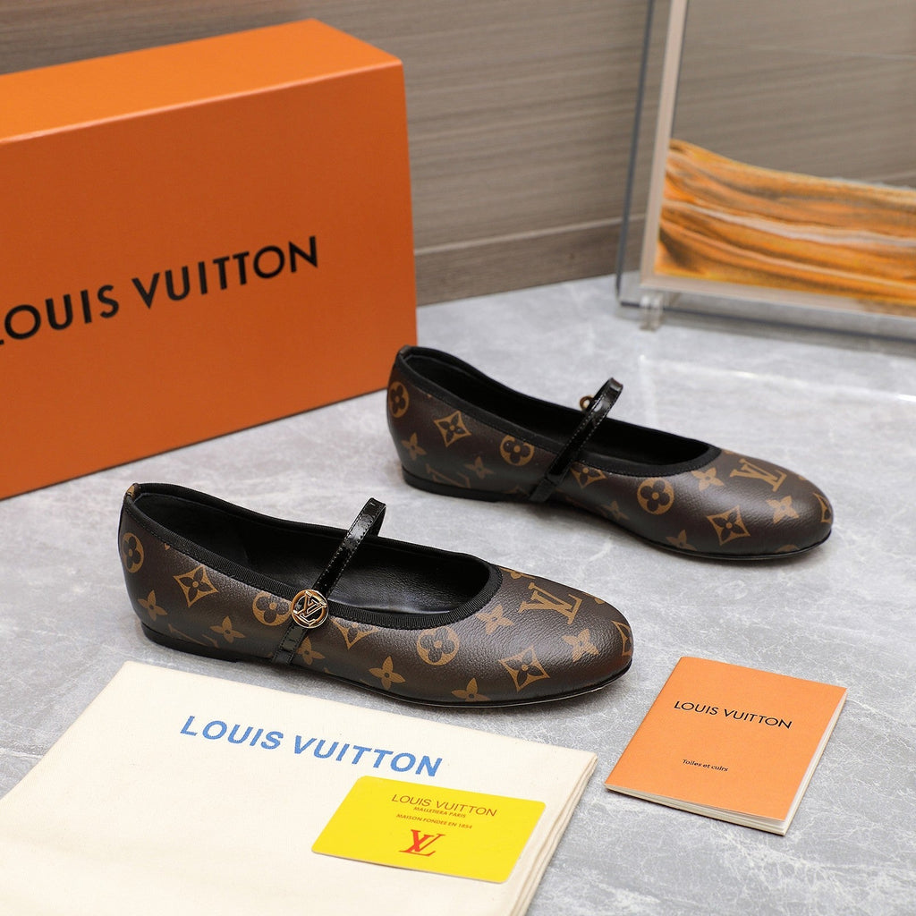 LV 25C Romy Flat Caramel Brown Monogram Sheepskin 600771