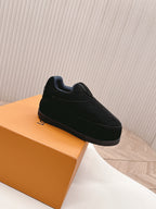 LV x Nigo Collaboration Yeti Sneakers Black in Suede Cowhide Leather 600792