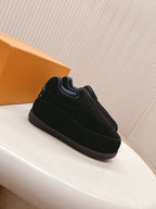 LV x Nigo Collaboration Yeti Sneakers Black in Suede Cowhide Leather 600792