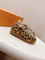 LV x Nigo Collaboration Yeti Sneakers Leopard in Suede Cowhide Leather 600793