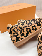 LV x Nigo Collaboration Yeti Sneakers Leopard in Suede Cowhide Leather 600793