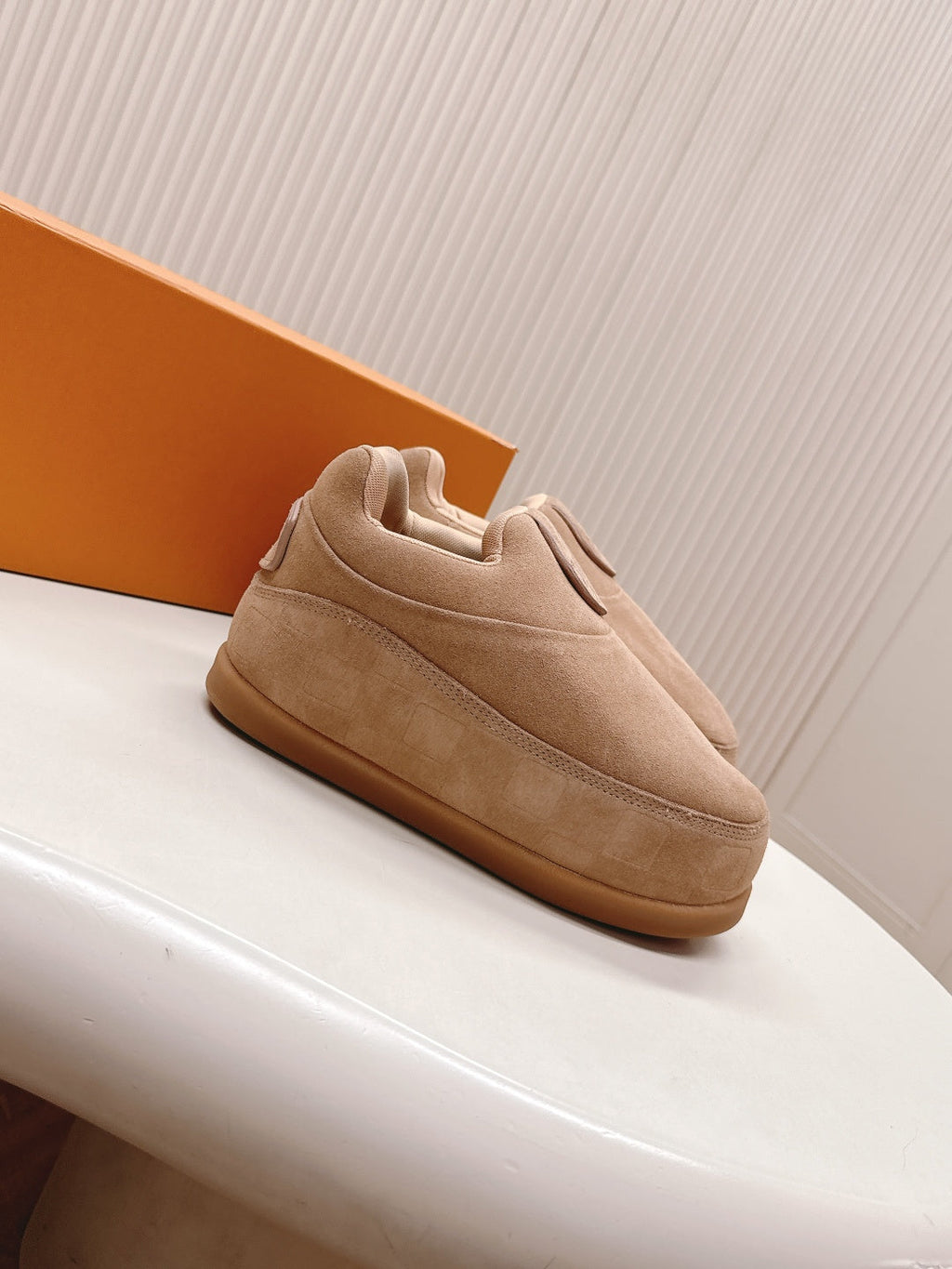 LV x Nigo Collaboration Yeti Sneakers Beige in Suede Cowhide Leather 600794