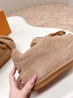 LV x Nigo Collaboration Lace-up Yeti Sneakers Light Brown in Suede 600798