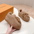LV x Nigo Collaboration Lace-up Yeti Sneakers Light Brown in Suede 600798